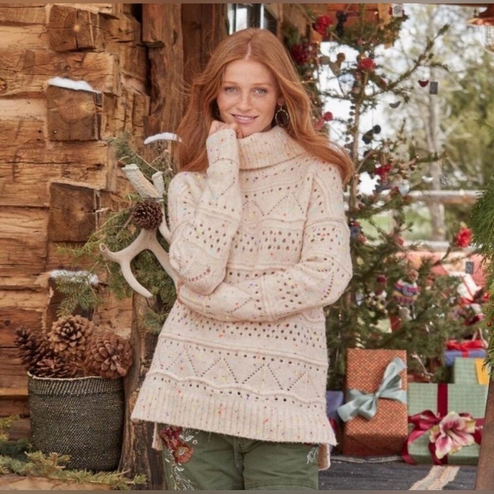 RARE Sundance NWT Linton Ivory Confetti Fleck Turtleneck Sweater— XS